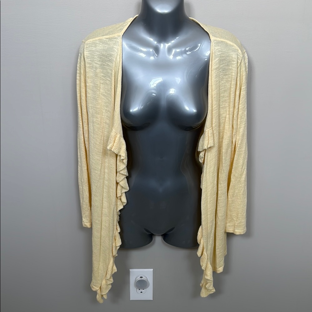 Relativity Yellow Open-Front Cardigan with Soft Texture